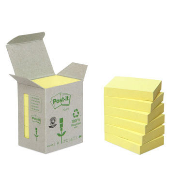 6BL100 notas Post-it recicladas amarillas 38 x 51 mm. 6BL100 notas Post-it recicladas amarillas 38 x 51 mm.