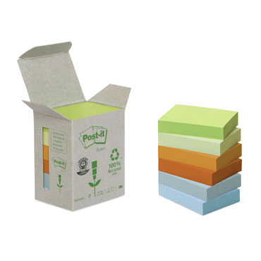6BL100 notas Post-it recicladas colores sutidos 38 x 51 mm. 6BL100 notas Post-it recicladas colores sutidos 38 x 51 mm.