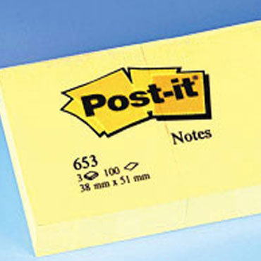 3BL100 notas Post-it amarillas 38 x 51 mm.