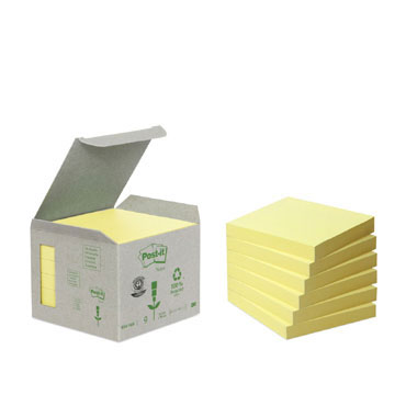 6BL100 notas Post-it recicladas amarillas 76 x 76 mm. 6BL100 notas Post-it recicladas amarillas 76 x 76 mm.