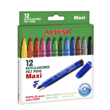 12 rotuladores de color Maxi Alpino AR000006 12 rotuladores de color Maxi Alpino AR000006