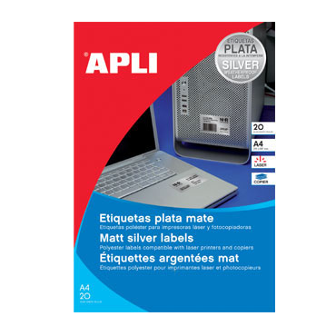 Этикетки серебро полиэстер закругл.apli 63.5x29.6 27шт (8410782100706)