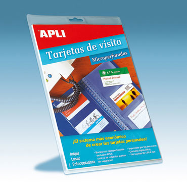 Tarjeta visita 90x58,5 mm. 200 g/m² 10HJ Din A-4 (100U) Apli 10608 Tarjeta visita 90x58,5 mm. 200 g/m² 10HJ Din A-4 (100U) Apli 10608