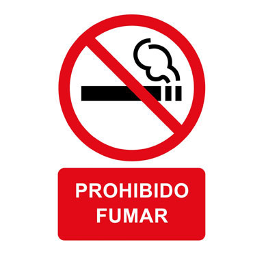 2 etiquetas PROHIBIDO FUMAR 120x180 mm. Apli 2 etiquetas PROHIBIDO FUMAR 120x180 mm. Apli