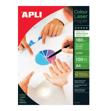 Papel láser glossy 160 g/m² 2 caras 100HJ Din A-4 Apli 11817 Papel láser glossy 160 g/m² 2 caras 100HJ Din A-4 Apli 11817
