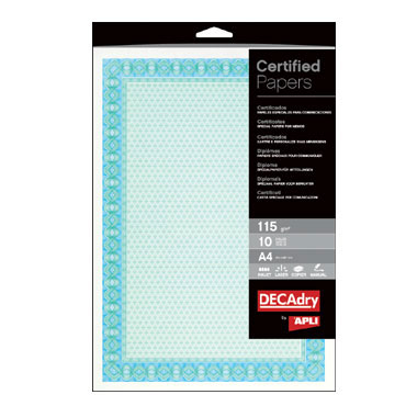 Papel diploma azul 10HJ Din A-4 115 g/m² Apli 11970 Papel diploma azul 10HJ Din A-4 115 g/m² Apli 11970