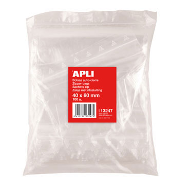 100 bolsas autocierre 40x60 mm. Apli 13247 100 bolsas autocierre 40x60 mm. Apli 13247