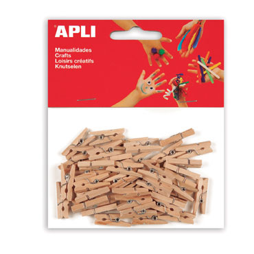 45 minipinzas madera neutra 25x3 Apli 13478 45 minipinzas madera neutra 25x3 Apli 13478