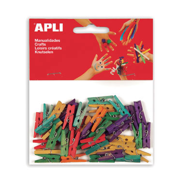 45 minipinzas maderacolor 25x3 Apli 13479 45 minipinzas maderacolor 25x3 Apli 13479