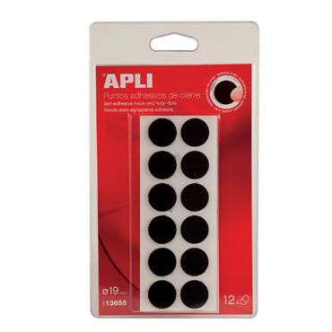 Punto de velcro ø 19 mm. adhesivo negro Apli 13658 Punto de velcro ø 19 mm. adhesivo negro Apli 13658