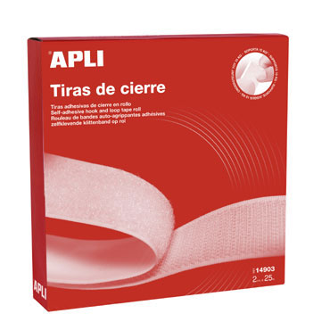 Cinta de velcro 2 x 2500 cm. adhesiva blanca Apli 14903 Cinta de velcro 2 x 2500 cm. adhesiva blanca Apli 14903