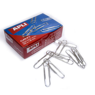 CJ100 clips labiados niquelados nº 1,5 Apli 11710 CJ100 clips labiados niquelados nº 1,5 Apli 11710