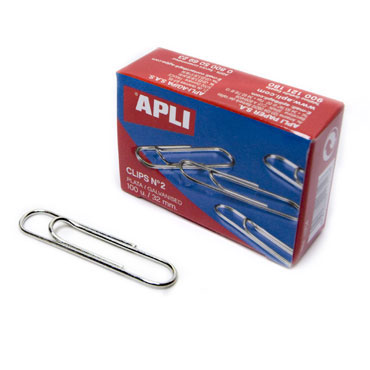 CJ100 clips labiados plateados nº 2 Apli 11714 CJ100 clips labiados plateados nº 2 Apli 11714
