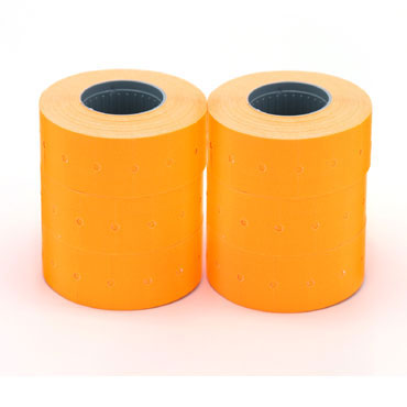 6 rollos etiqueta  manual 21x12 mm. naranja Apli