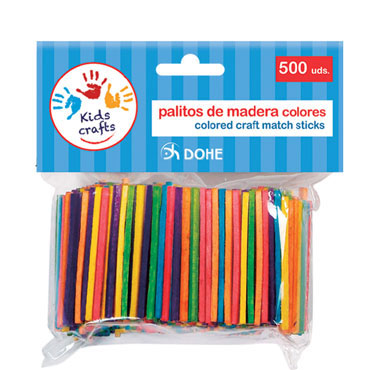 500 palillos madera 2,5 x 50 mm. colores surtidos Dohe 18107 500 palillos madera 2,5 x 50 mm. colores surtidos Dohe 18107