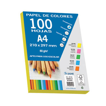 100 hojas papel amarillo intenso 80 g/m² Din A-4 Dohe 30165 100 hojas papel amarillo intenso 80 g/m² Din A-4 Dohe 30165