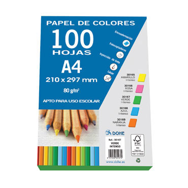 100 hojas papel verde intenso 80 g/m² Din A-4 Dohe 30167 100 hojas papel verde intenso 80 g/m² Din A-4 Dohe 30167