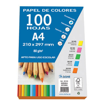 100 hojas papel naranja intenso 80 g/m² Din A-4 Dohe 30169 100 hojas papel naranja intenso 80 g/m² Din A-4 Dohe 30169