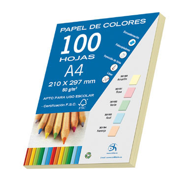 100 hojas papel amarillo 80 g/m² Din A-4 Dohe 30190 100 hojas papel amarillo 80 g/m² Din A-4 Dohe 30190