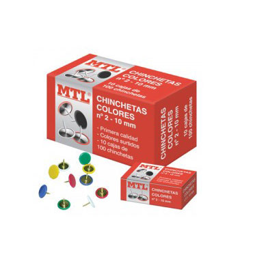 Caja 100 chinchetas colores número 2 MTL 79218 Caja 100 chinchetas colores número 2 MTL 79218