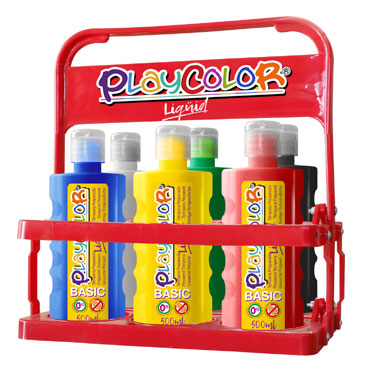 Cesta + 6 bote 500 ml. témpera líquida Playcolor 19471 Cesta + 6 bote 500 ml. témpera líquida Playcolor 19471