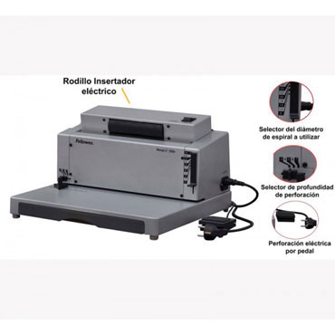 Encuadernadora espiral metálico Fellowes Metal E200R eléctrica 0037702 Encuadernadora espiral metálico Fellowes Metal E200R eléctrica 0037702
