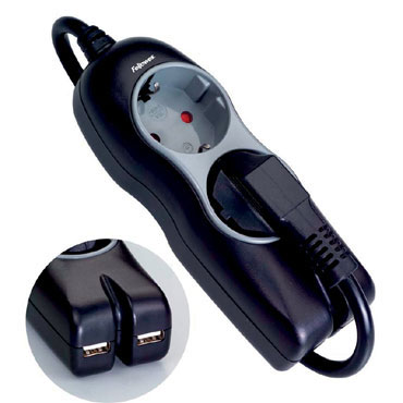 Regleta 2 tomas de viaje Fellowes 9914601 Regleta 2 tomas de viaje Fellowes 9914601