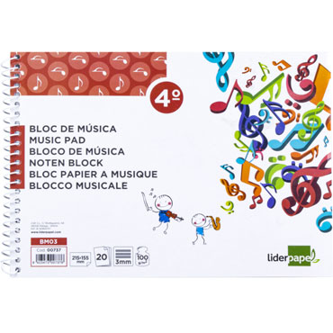 Bloc de música 4º apaisado 20HJ Liderpapel 00737 Bloc de música 4º apaisado 20HJ Liderpapel 00737