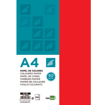 100 hojas papel color rojo 80 g/m² Din A-4 Liderpapel 28250 100 hojas papel color rojo 80 g/m² Din A-4 Liderpapel 28250