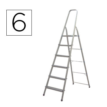 Escalera aluminio 6 peldaños Q-Connect 31969 Escalera aluminio 6 peldaños Q-Connect 31969
