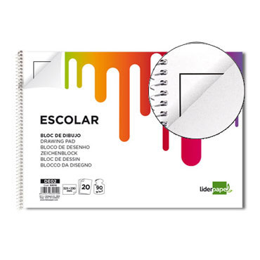 Bloc de dibujo espiral Fº 20HJ con recuadro Liderpapel 32010 Bloc de dibujo espiral Fº 20HJ con recuadro Liderpapel 32010