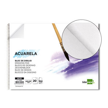 Bloc de dibujo acuarela espiral A4 10HJ sin recuadro Liderpapel 32018 Bloc de dibujo acuarela espiral A4 10HJ sin recuadro Liderpapel 32018
