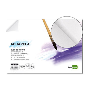Bloc de dibujo acuarela encolado A4 20HJ sin recuadro Liderpapel 32020 Bloc de dibujo acuarela encolado A4 20HJ sin recuadro Liderpapel 32020