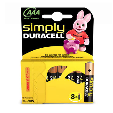 BL8 pilas alcalinas Duracell Simply LR03/AAA