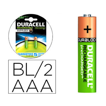 BL2 pilas alcalinas recargables Duracell Stay Charged LR03/AAA BL2 pilas alcalinas recargables Duracell Stay Charged LR03/AAA