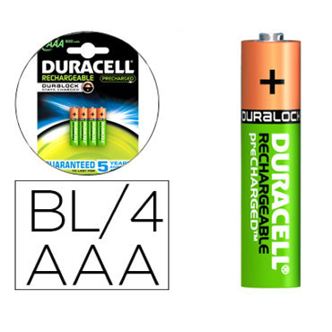 BL4 pilas alcalinas recargables Duracell Stay Charged LR03/AAA BL4 pilas alcalinas recargables Duracell Stay Charged LR03/AAA