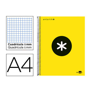 Cuaderno espiral A4 120HJ c/5 amarillo flúor Antartik Liderpapel Cuaderno espiral A4 120HJ c/5 amarillo flúor Antartik Liderpapel