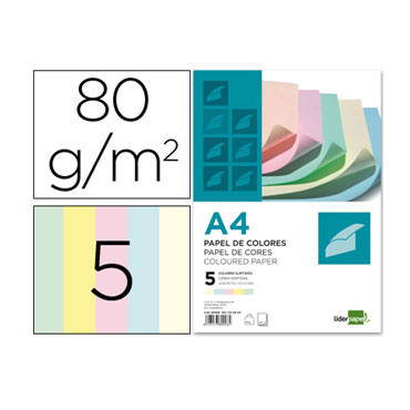 100HJ papel 5 colores 80 g/m² Din A-4 Liderpapel