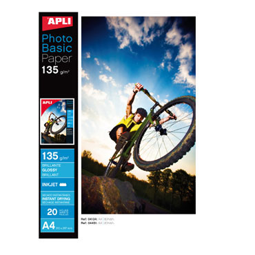 Papel glossy HIGH BRIGHT 135 g/m² 20HJ Din A-4 Apli 04451 Papel glossy HIGH BRIGHT 135 g/m² 20HJ Din A-4 Apli 04451