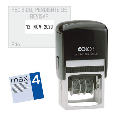Printer 53 4 líneas personalizables + fecha 45x30 mm. Colop PR.53.D Printer 53 4 líneas personalizables + fecha 45x30 mm. Colop PR.53.D