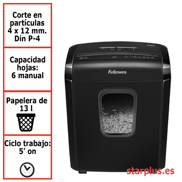 Destructora papel Fellowes 6M uso moderado 4631101 Destructora papel Fellowes 6M uso moderado 4631101
