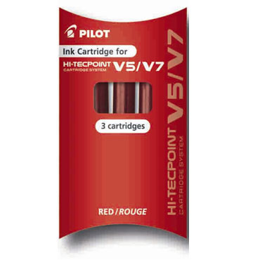 3 recargas rotulador Pilot V5 rojo NCVR