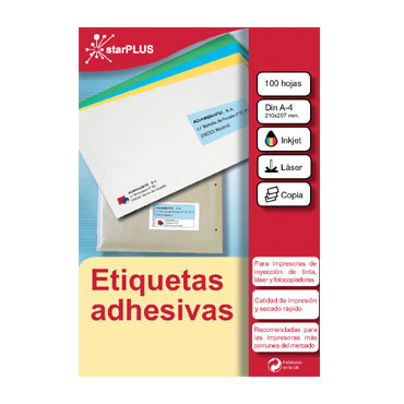 Etiqueta adhesiva 97x42,4 100HJ A-4 (1200u) 12726 starPLUS ET004