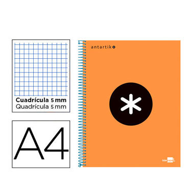 Cuaderno espiral A4 120HJ c/5 naranja flúor Antartik Liderpapel 74587 Cuaderno espiral A4 120HJ c/5 naranja flúor Antartik Liderpapel 74587