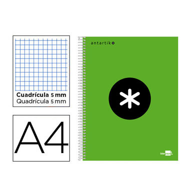 Cuaderno espiral A4 120HJ c/5 verde flúor Antartik Liderpapel 74589 Cuaderno espiral A4 120HJ c/5 verde flúor Antartik Liderpapel 74589