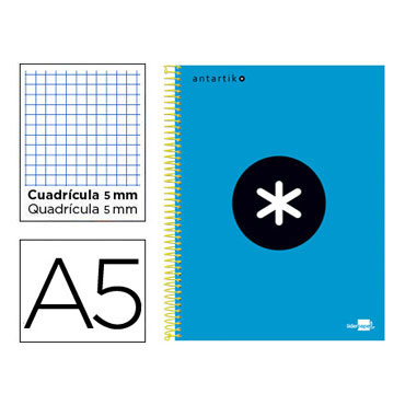 Cuaderno espiral A5 120HJ c/5 turquesa Antartik Liderpapel 74594 Cuaderno espiral A5 120HJ c/5 turquesa Antartik Liderpapel 74594