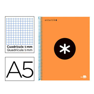 Cuaderno espiral A5 120HJ c/5 naranja flúor Antartik Liderpapel 74597 Cuaderno espiral A5 120HJ c/5 naranja flúor Antartik Liderpapel 74597