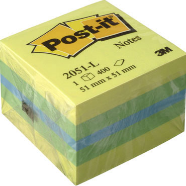 Cubo 400 notas Post-it limón 51x51 mm.  2051-L