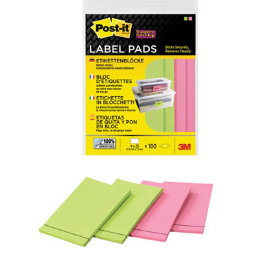 4BL x 25 etiquetas (2 rosa / 1 verde) Post-it