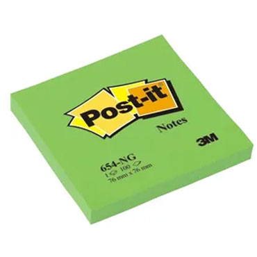 BL100 notas Post-it verdes neón 76 x 76 mm. 654-NG